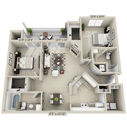 Floor plan 2 Bed 2 Bath