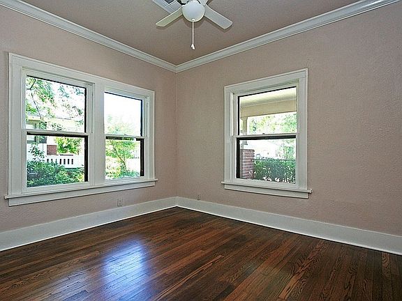 front bedroom-- all bedrooms have hardwood and ceiling fans