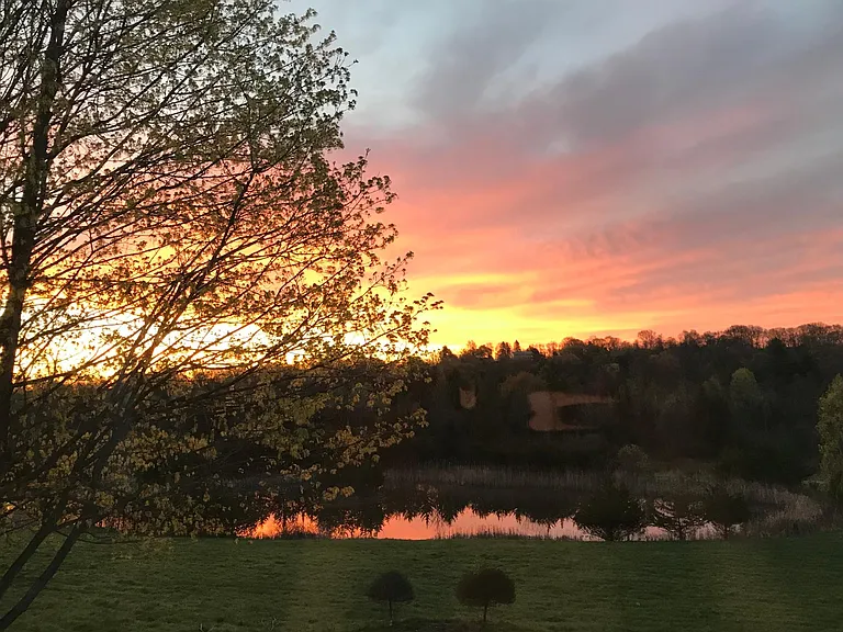 Evening view of the property