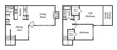 Floor plan 2 Bedrooms, 1.5 Bathrooms B3S