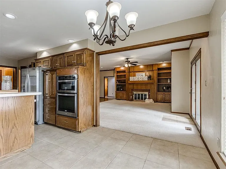 Kitchen view into living room.
