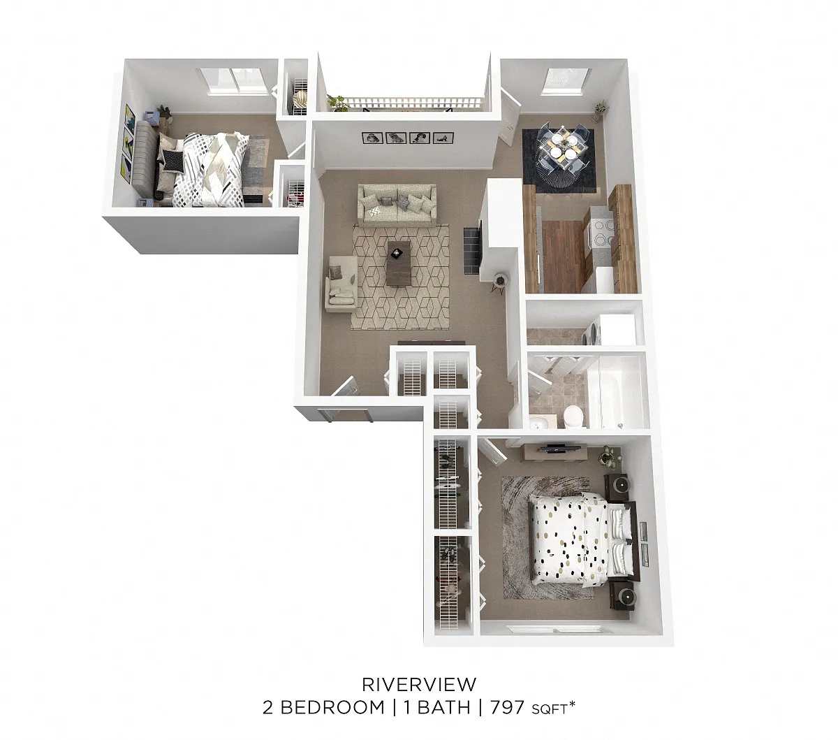 Floor plan Two Bedroom-797 sqft