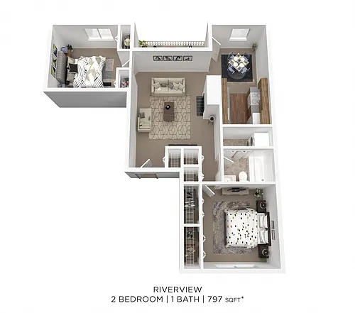 Floor plan Two Bedroom-797 sqft