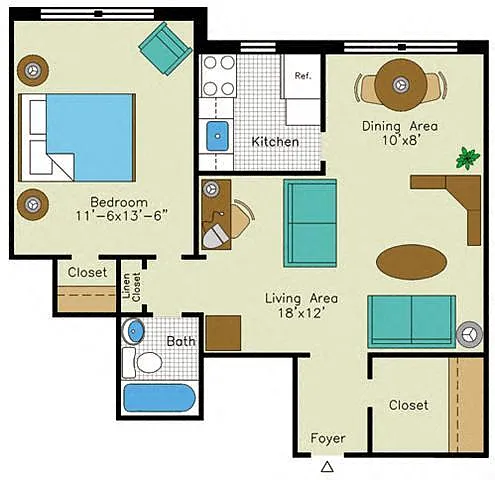 Floor plan 1 Bedroom H