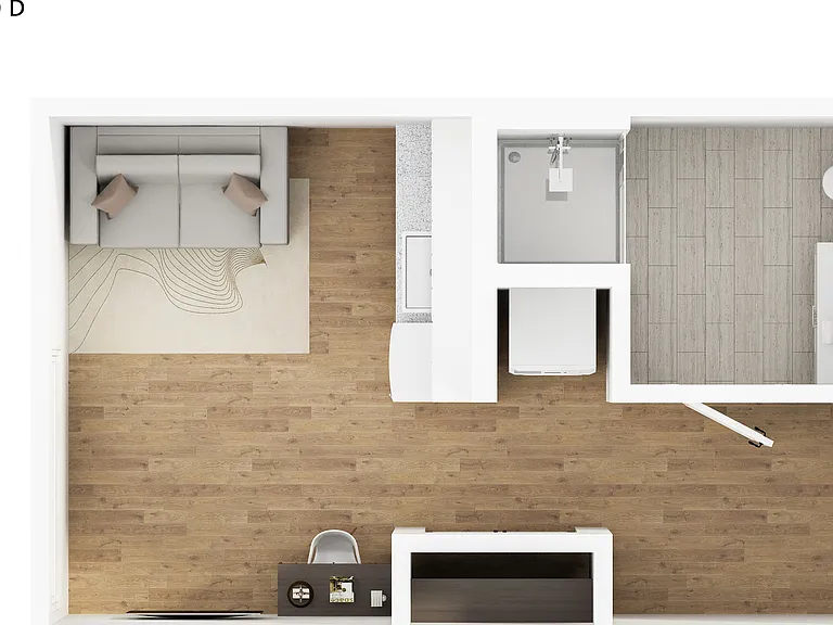 Experience the efficient design of this chic studio apartment, perfect for urban living. Experience the efficient design of this chic studio apartment, perfect for urban living.