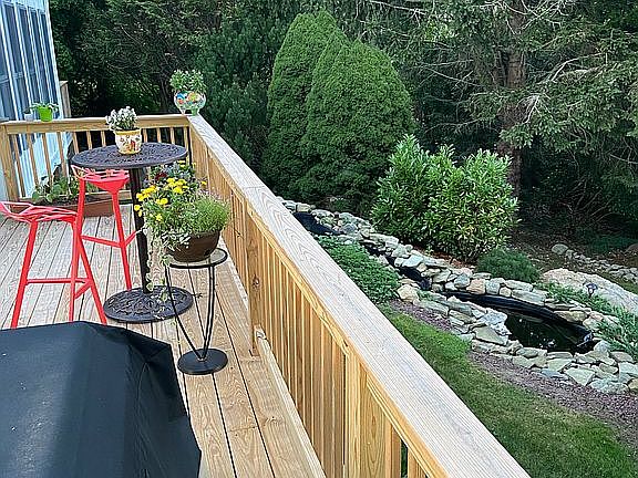 Fish pond by the deck