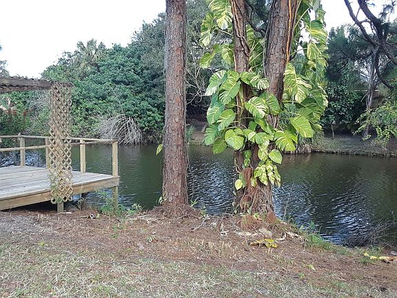 Freshwater canal with dock.