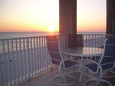 Balcony view of sunset