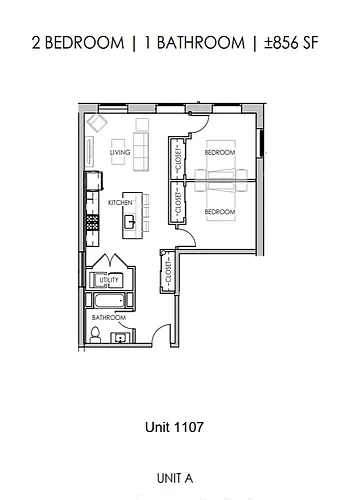 Floor plan Two Bedroom One Bath