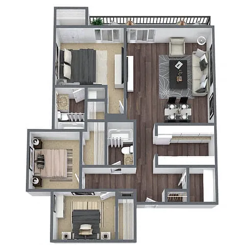 Floor plan C1: 3 Bed 2 Bath