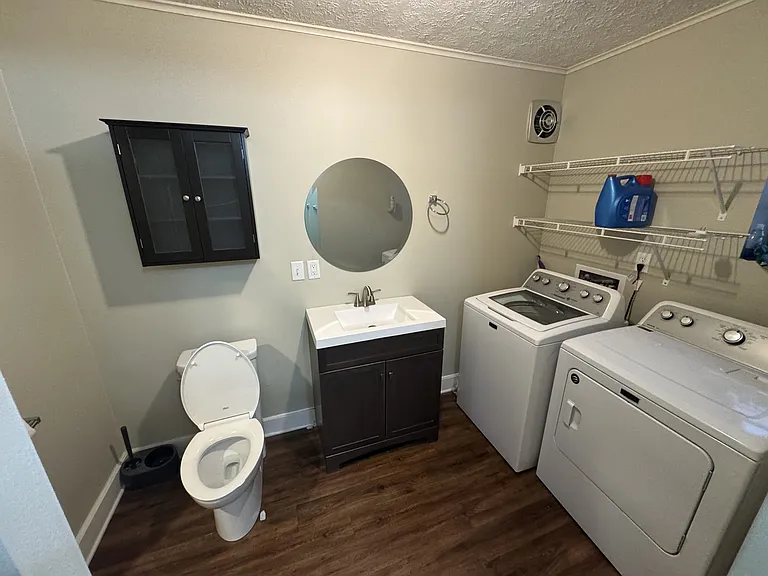 Basement full bath plus laundry room