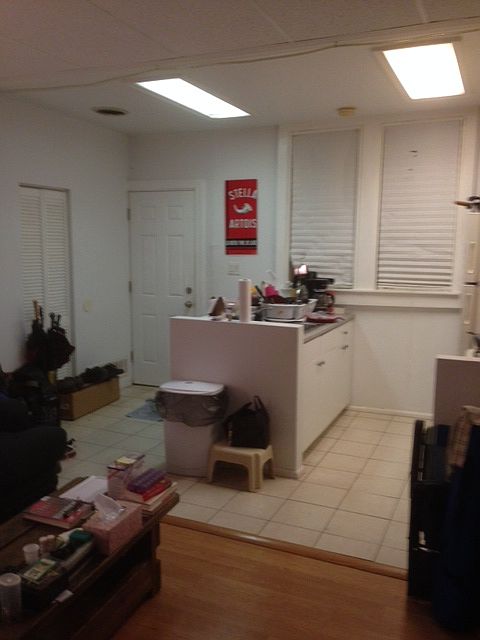 Back entrance, kitchen/living room