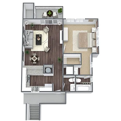 Floor plan A1: 1 Bed 1 Bath