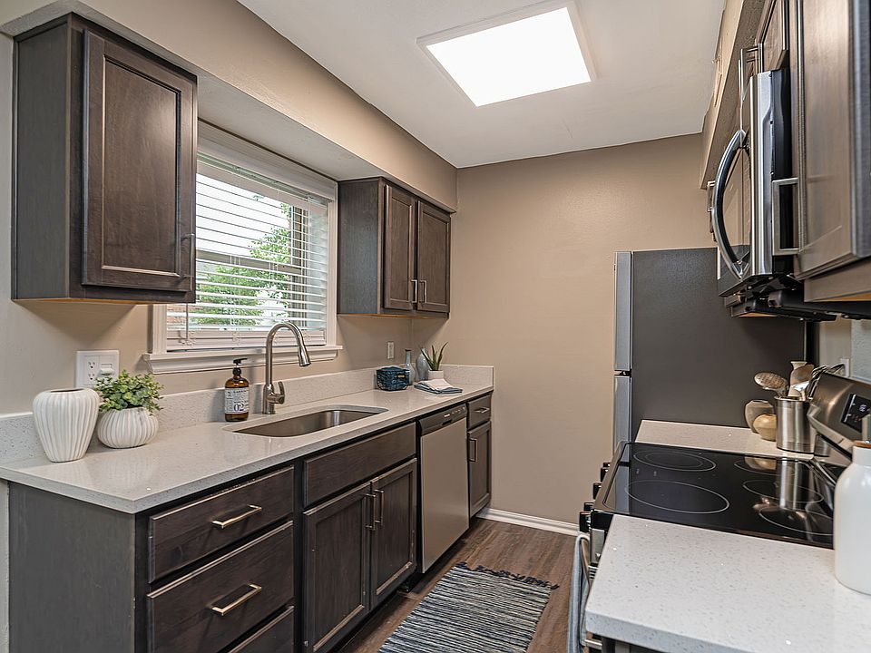 Kitchen with granite counters, stainless appliances, and modern cabinetry