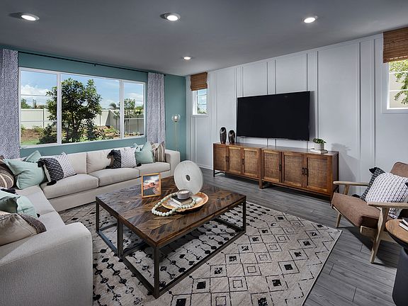 Residence 4 great room modeled at a nearby Meritage community.