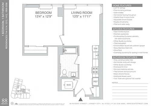 Floor plan 88 Regent-1Bed A14