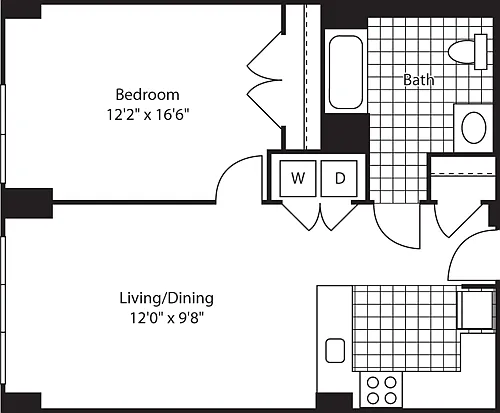 Floor plan 1 Bed (North)- 717
