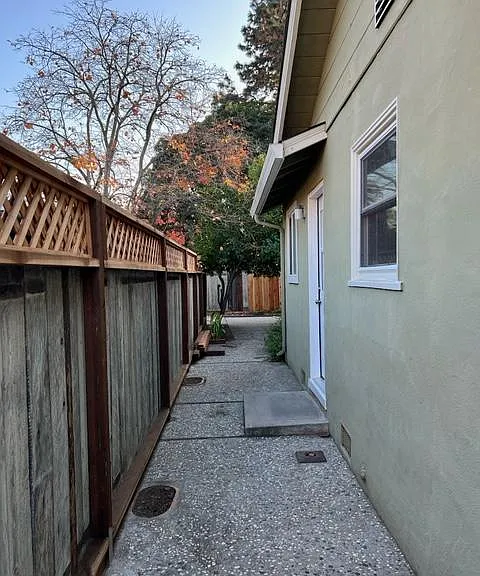 Side walkway view to back yard