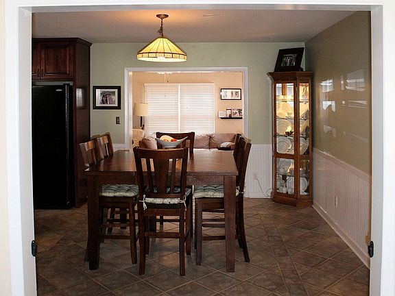 Breakfast area in tiled kitchen