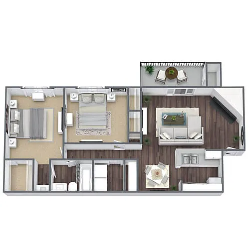 Floor plan B2: 2 Bed 1 Bath