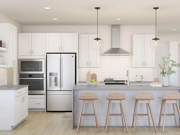 Loft kitchen with pendant lighting