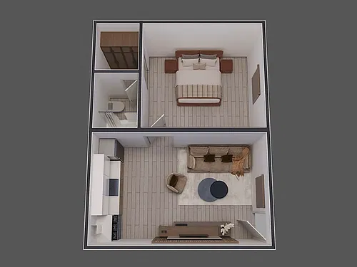 Floor plan One Bedroom One Bath Type A