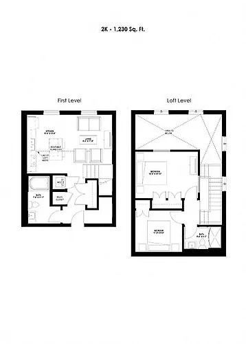 Floor plan Two Bedroom - K (Loft)