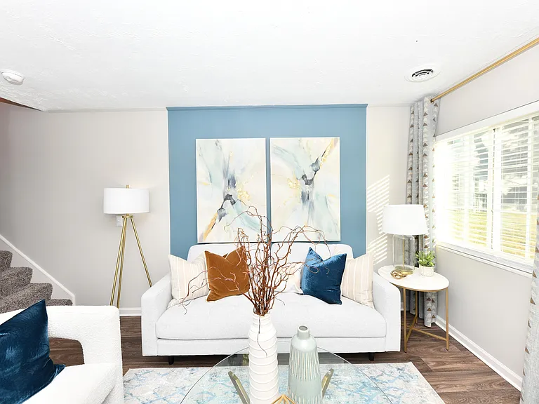 Living Room with Hardwood Style Flooring