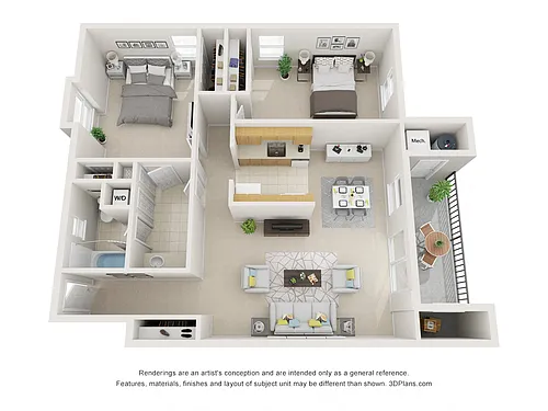 Floor plan 2 Bed East Garden