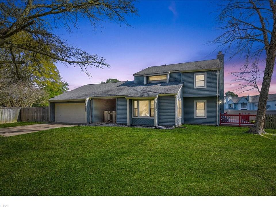 Contemporary two story home with three bedrooms, two and half baths, bonus room in the two car detached garage, wood burning fireplace, covered foyer entrance, and back yard fenced with deck for entertaining.