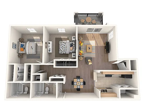 Floor plan 2 Bedroom 2 Bath - Renovated