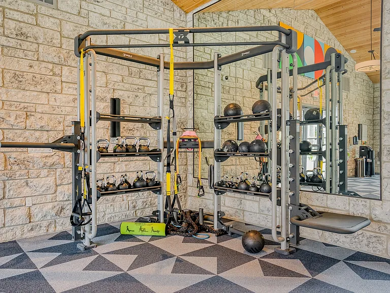 State-of-the-art fitness center offers everything you need to work out without leaving home.