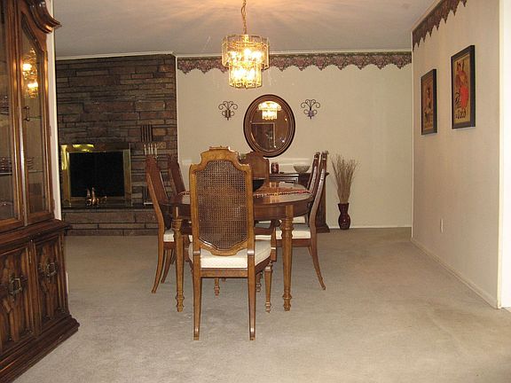 Large Formal Dining Room with Fireplace