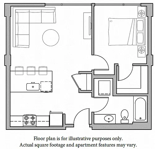 Floor plan A17 1Bed North