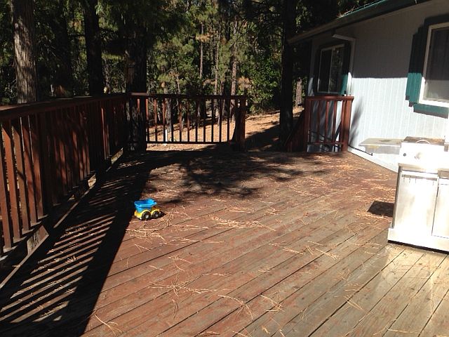 Large redwood deck