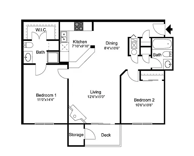 Floor plan 2 Bedroom 2 Bath