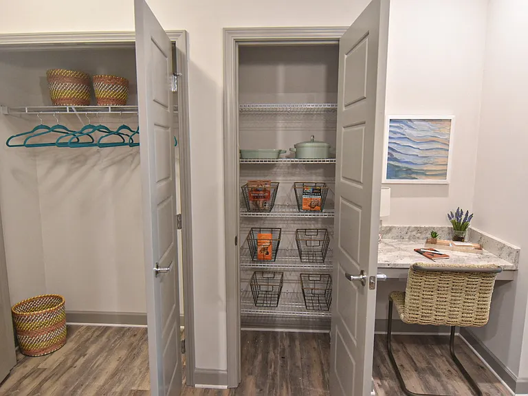 Coat Closet, Pantry and Built-In Desk
