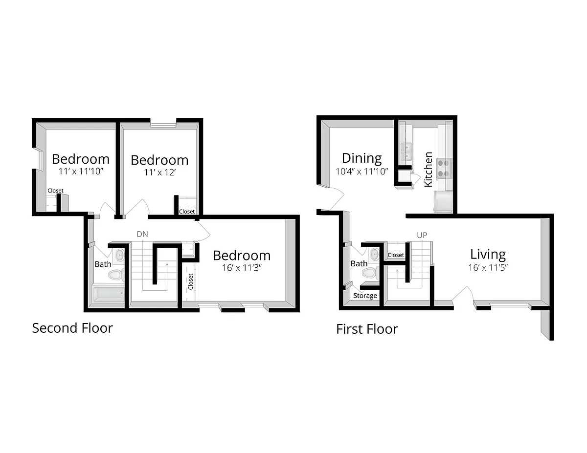 Floor plan Three Bedroom Two Bath