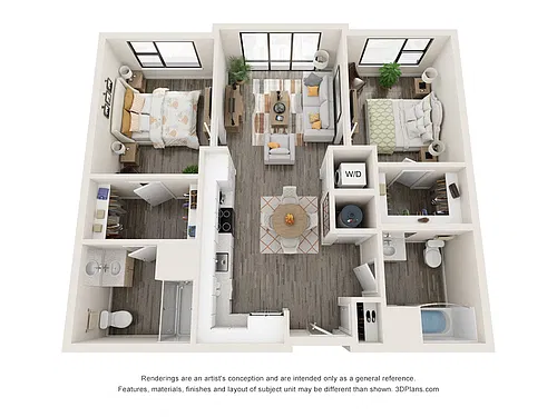 Floor plan Accessible - Two Bedroom Type 2A-2A Floorplan