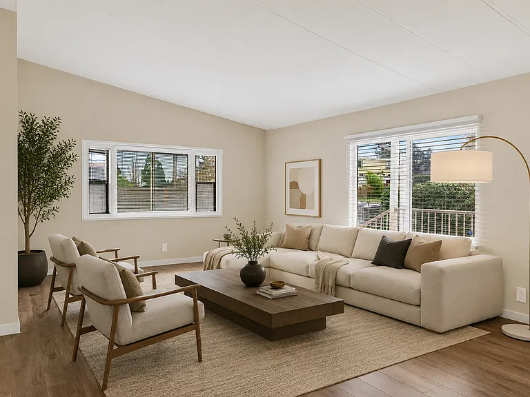 Living Room Virtually Staged, Bright and Spacious with Dual Windows