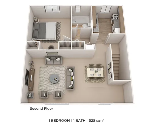 Floor plan One Bedroom - 628 sqft