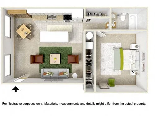 Floor plan Parkside - One Bedroom