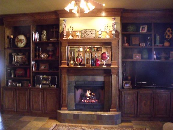Stained wood built-ins,