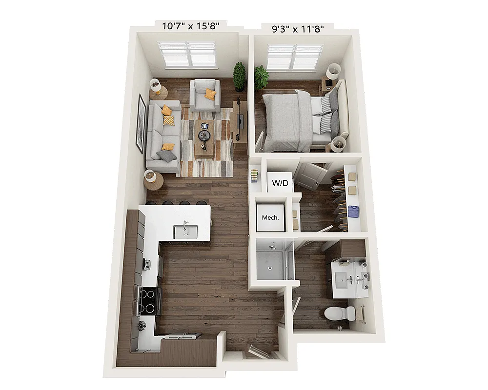 Floor plan One Bedroom A1B-III