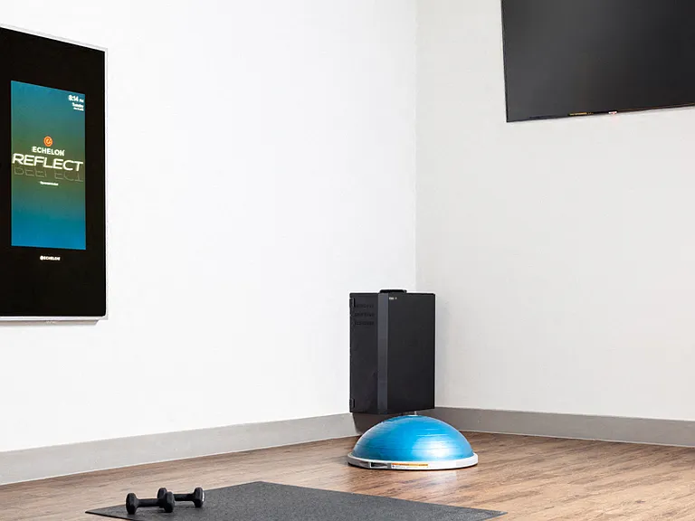 Separate fitness studio with virtual trainer