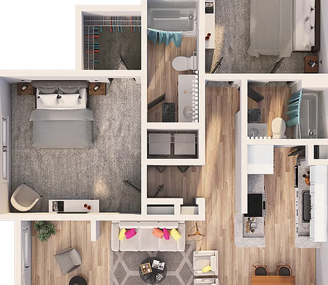 Ridge at Roper Mountain - B2DR1 Floor Plan Ridge at Roper Mountain - B2DR1 Floor Plan
