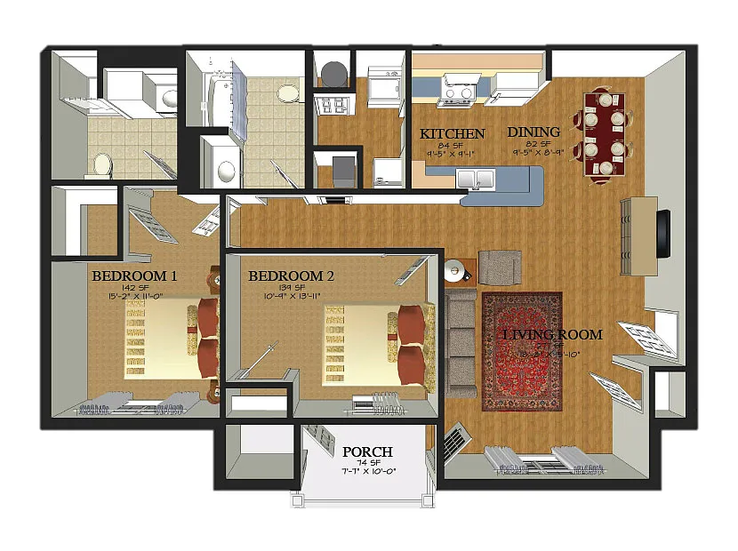 Floor plan 2 Bed