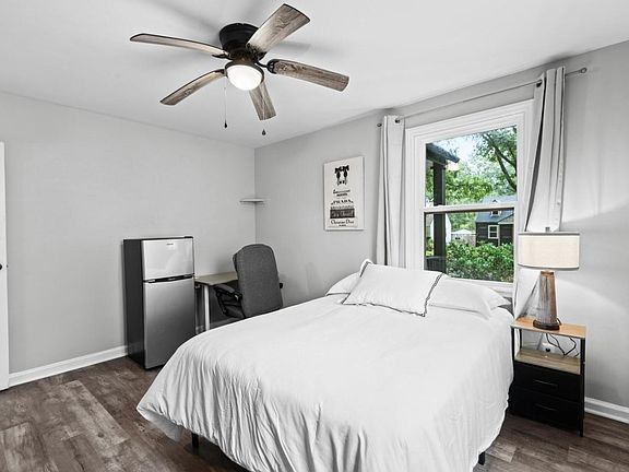 12" pillowtop mattress, blackout curtains, lighted ceiling fan, full body mirror, veri-adjustable desk and massage chair.