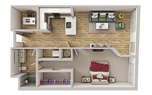 Floor plan Lofts - A5 1 Bedroom/Den