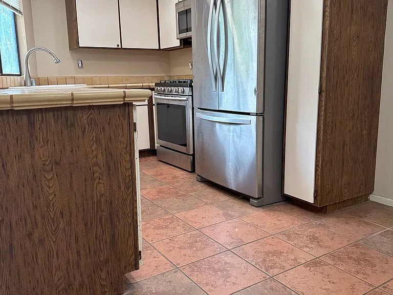 Kitchen with recessed lights